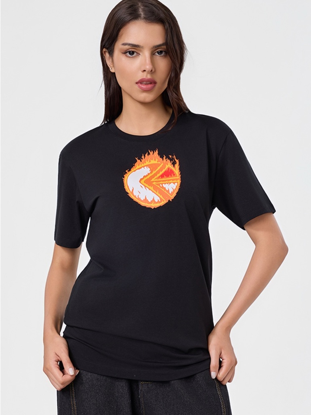 Ethika Women’s Black Tee with Flaming Graphic. Women’s Large- NWT